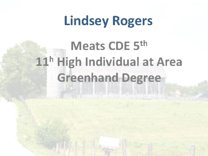Lindsey Rogers th 5 Meats CDE 11 h High Individual at Area Greenhand Degree