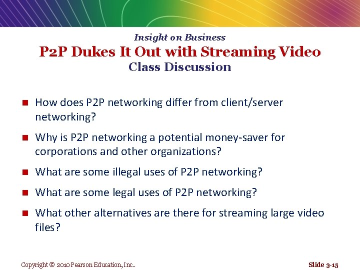 Insight on Business P 2 P Dukes It Out with Streaming Video Class Discussion