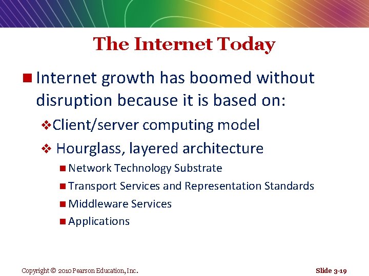 The Internet Today n Internet growth has boomed without disruption because it is based