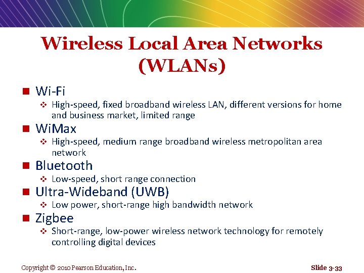 Wireless Local Area Networks (WLANs) n Wi-Fi v n Wi. Max v n n