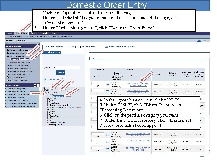 1. 2. 3. Domestic Order Entry Click the “Operations” tab at the top of