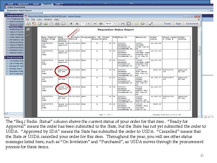 Requisition Status Report You can Print or Save this Report The “Req. / Redis.