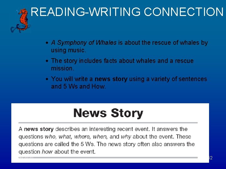 READING-WRITING CONNECTION · A Symphony of Whales is about the rescue of whales by