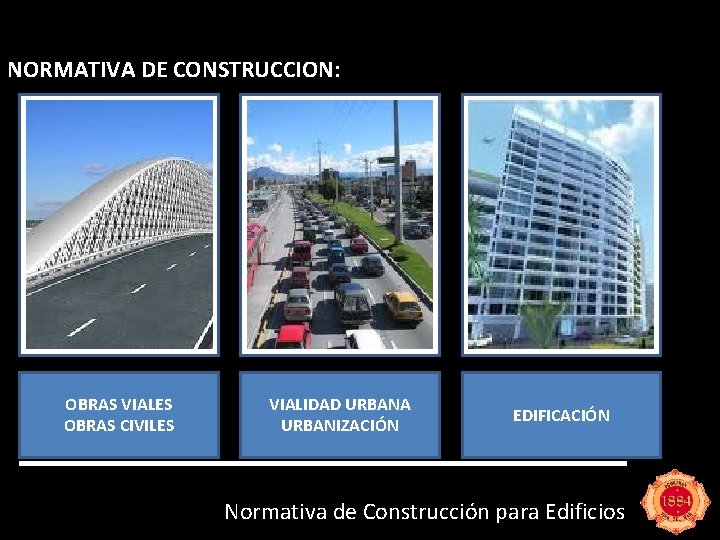 NORMATIVA DE CONSTRUCCION: OBRAS VIALES OBRAS CIVILES VIALIDAD URBANA URBANIZACIÓN EDIFICACIÓN Normativa de Construcción