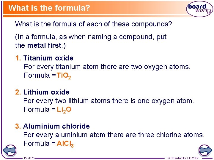 What is the formula? What is the formula of each of these compounds? (In