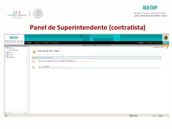 Panel de Superintendente (contratista) 
