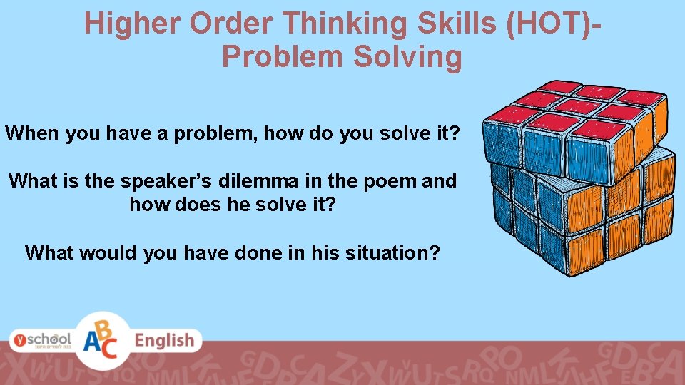 Higher Order Thinking Skills (HOT)Problem Solving When you have a problem, how do you
