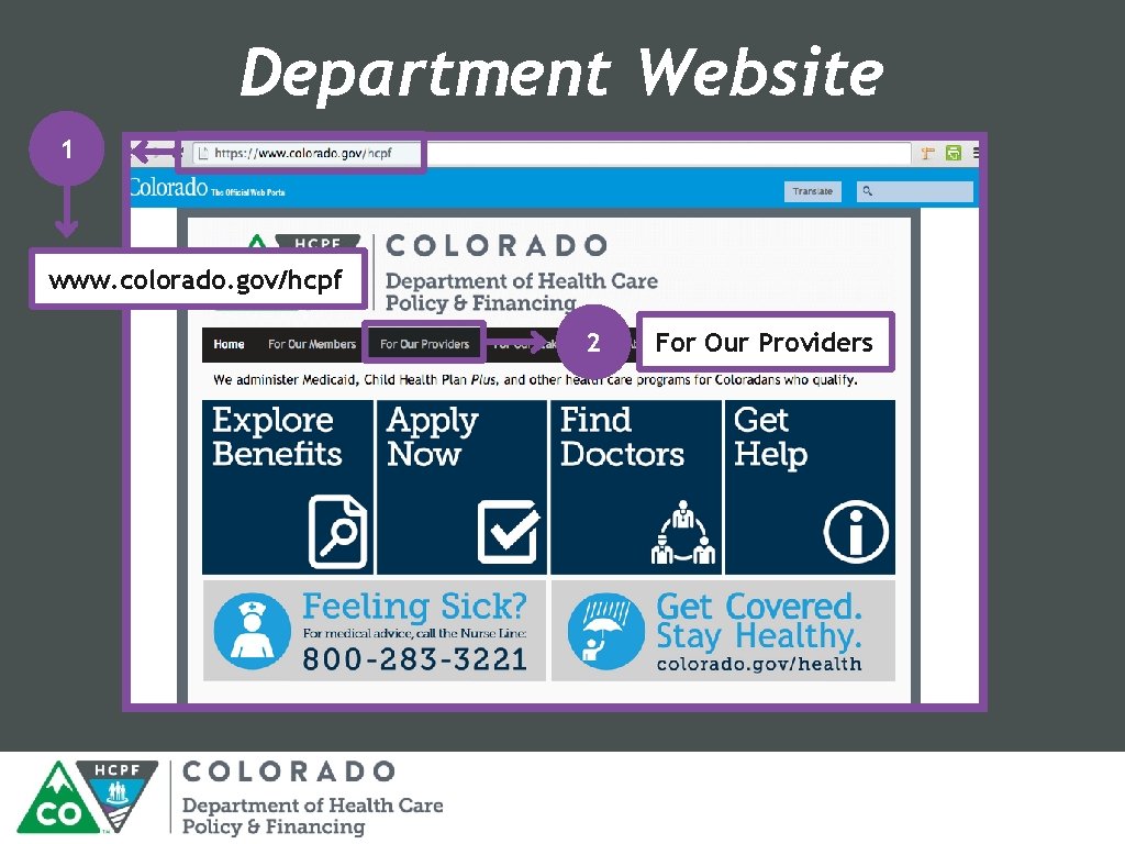 Department Website 1 www. colorado. gov/hcpf 2 For Our Providers 