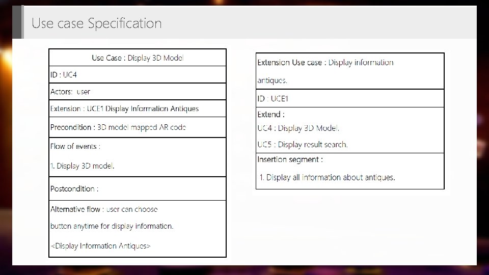 Use case Specification Use case Specification