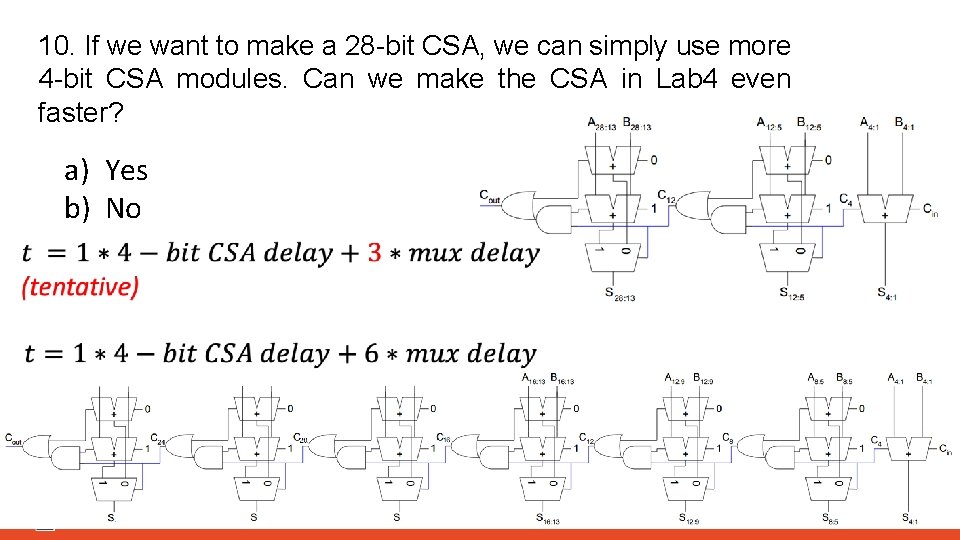 10. If we want to make a 28 -bit CSA, we can simply use