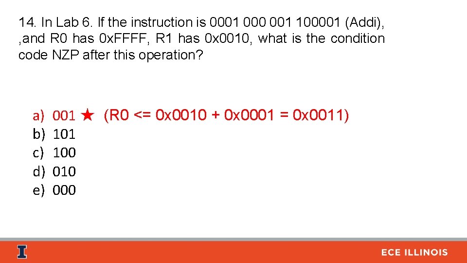 14. In Lab 6. If the instruction is 0001 000 001 100001 (Addi), ,