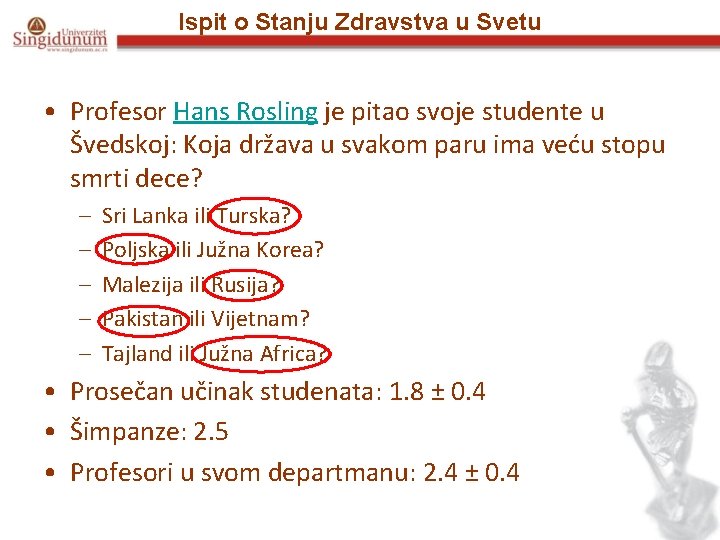 Ispit o Stanju Zdravstva u Svetu • Profesor Hans Rosling je pitao svoje studente