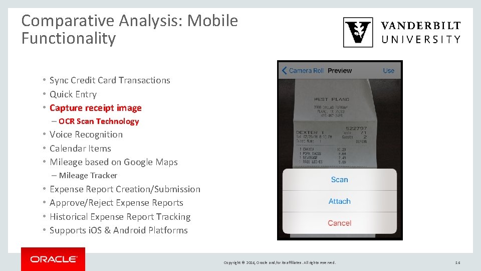 Comparative Analysis: Mobile Functionality • Sync Credit Card Transactions • Quick Entry • Capture