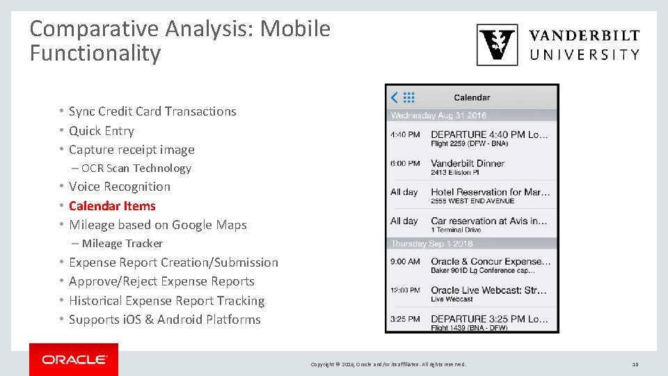 Comparative Analysis: Mobile Functionality • Sync Credit Card Transactions • Quick Entry • Capture