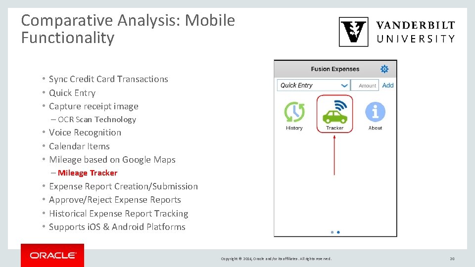 Comparative Analysis: Mobile Functionality • Sync Credit Card Transactions • Quick Entry • Capture