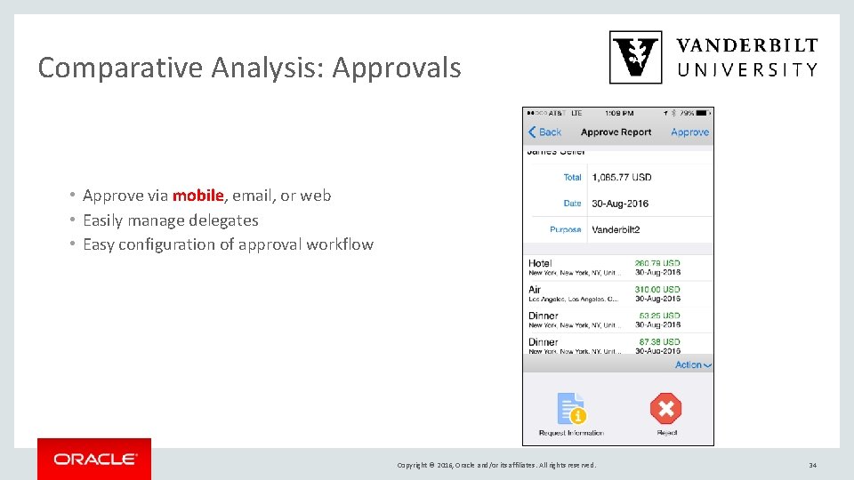 Comparative Analysis: Approvals • Approve via mobile, email, or web • Easily manage delegates