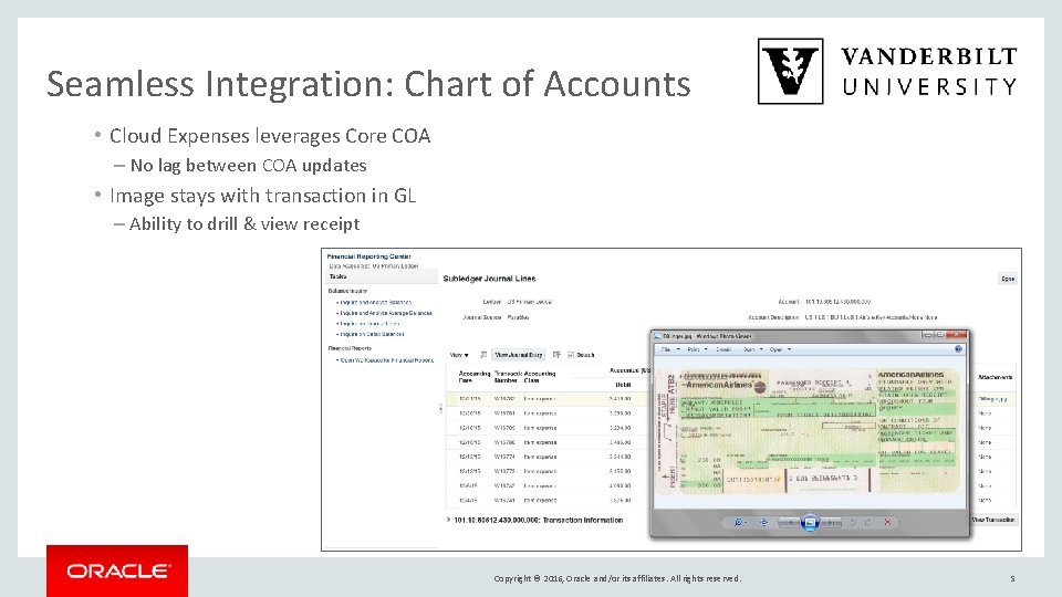 Seamless Integration: Chart of Accounts • Cloud Expenses leverages Core COA – No lag