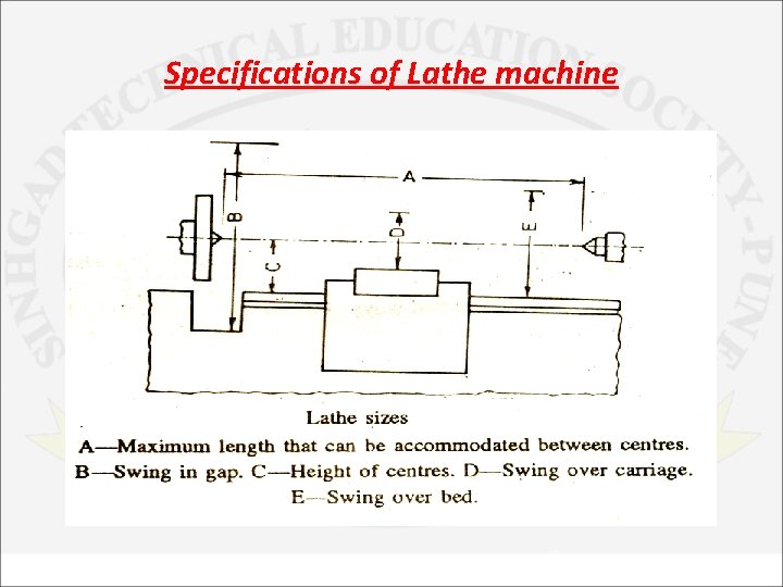 Specifications of Lathe machine 
