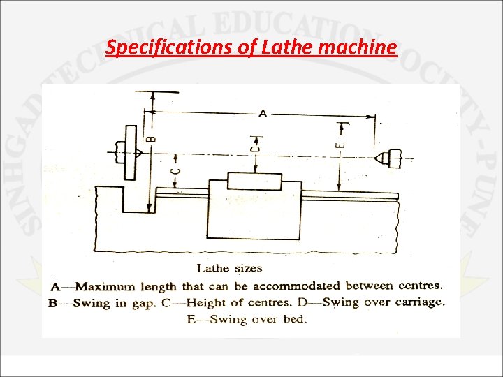 Specifications of Lathe machine 