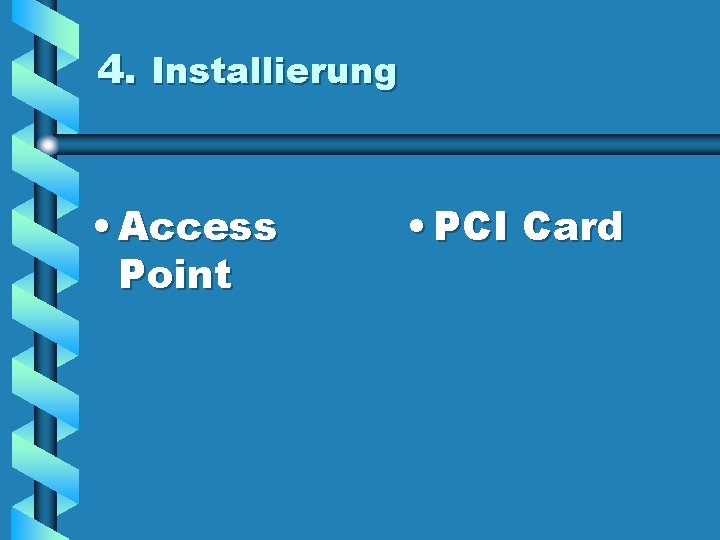 4. Installierung • Access Point • PCI Card 