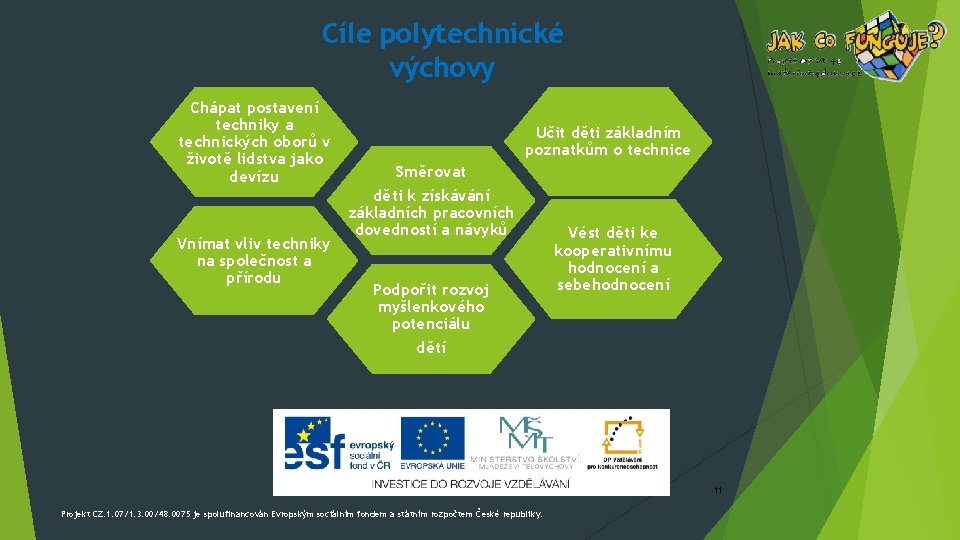 Cíle polytechnické výchovy Chápat postavení techniky a technických oborů v životě lidstva jako devízu