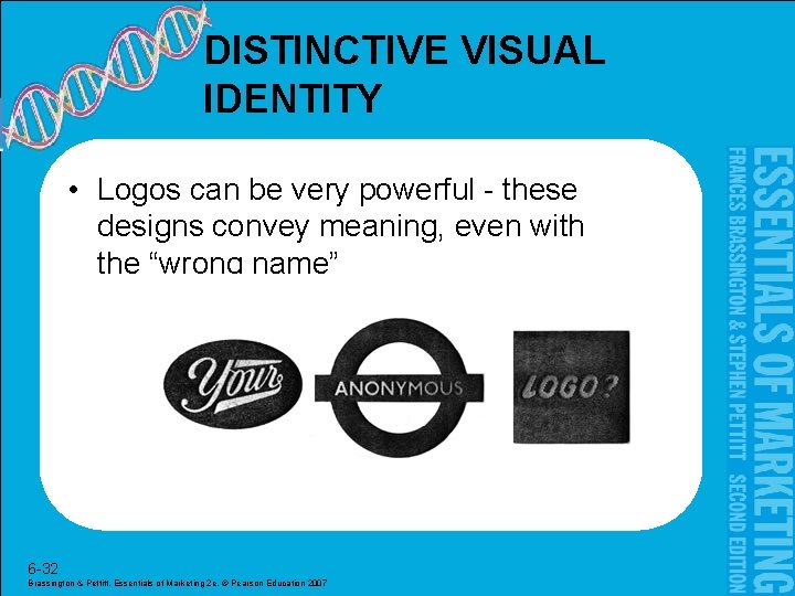DISTINCTIVE VISUAL IDENTITY • Logos can be very powerful - these designs convey meaning,