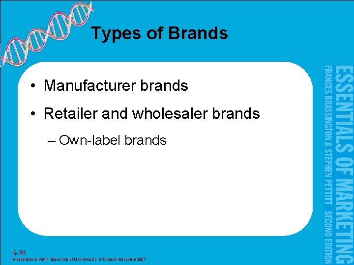 Types of Brands • Manufacturer brands • Retailer and wholesaler brands – Own-label brands