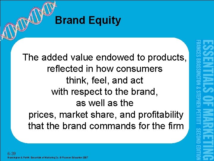 Brand Equity The added value endowed to products, reflected in how consumers think, feel,