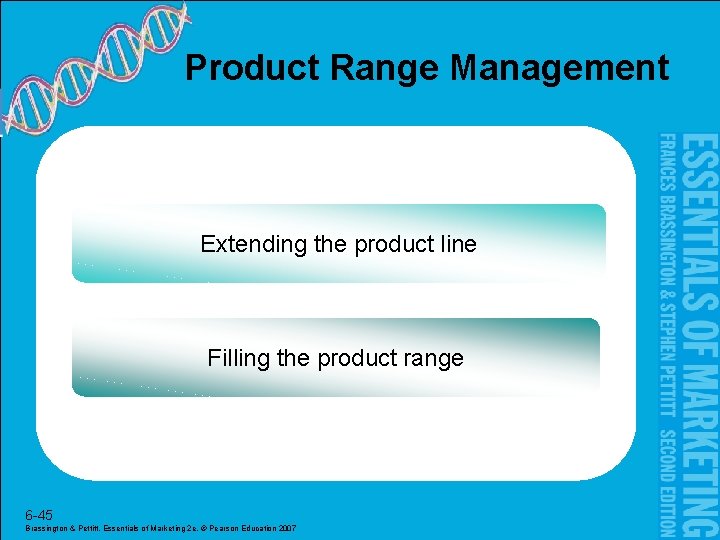 Product Range Management Extending the product line Filling the product range 6 -45 Brassington