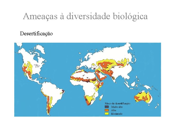 Ameaças à diversidade biológica Desertificação 