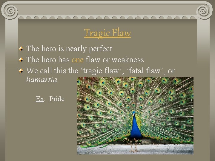 Tragic Flaw The hero is nearly perfect The hero has one flaw or weakness