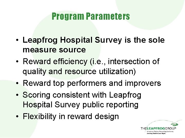 Leapfrog Hospital Rewards Program Measures Scoring Presentation Objectives