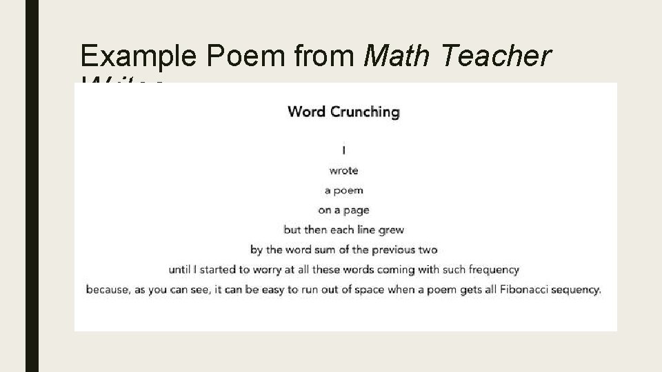 Example Poem from Math Teacher Writes 