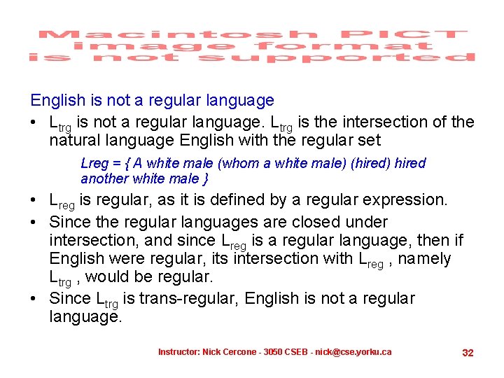 English is not a regular language • Ltrg is not a regular language. Ltrg