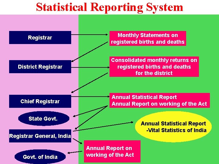 Statistical Reporting System Registrar District Registrar Chief Registrar Monthly Statements on registered births and