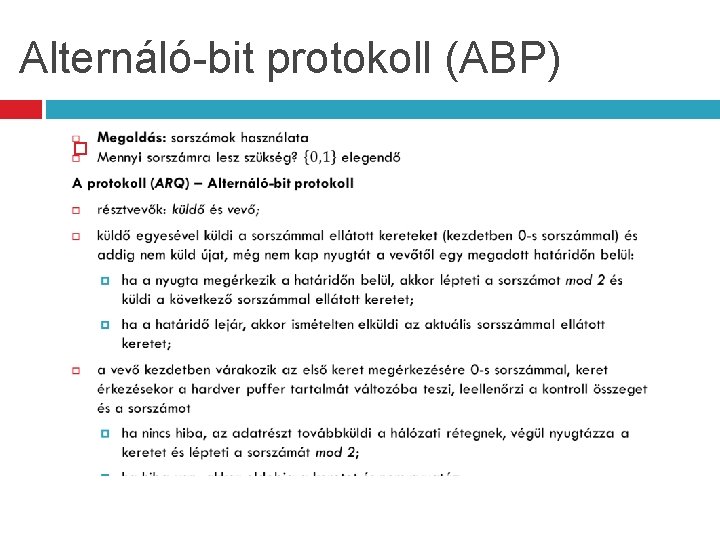 Alternáló-bit protokoll (ABP) 