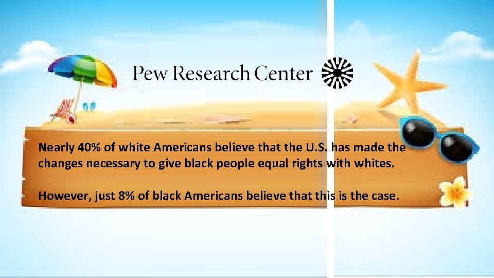 Nearly 40% of white Americans believe that the U. S. has made the changes