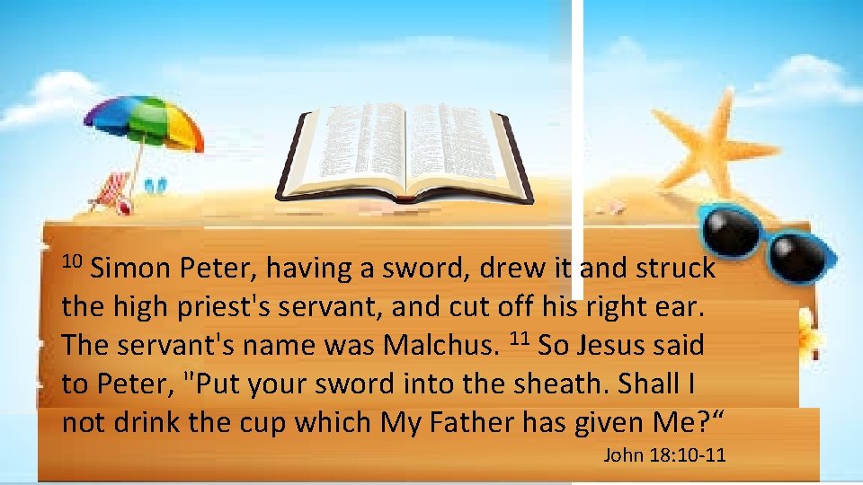 10 Simon Peter, having a sword, drew it and struck the high priest's servant,