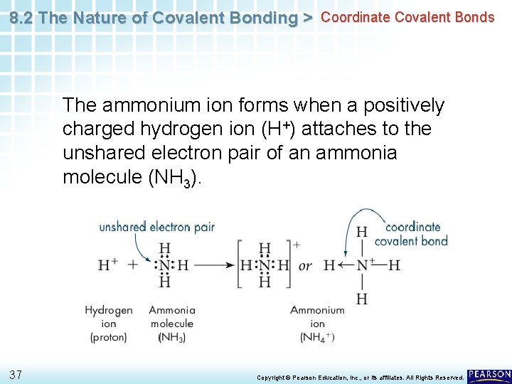 8. 2 The Nature of Covalent Bonding > Coordinate Covalent Bonds The ammonium ion