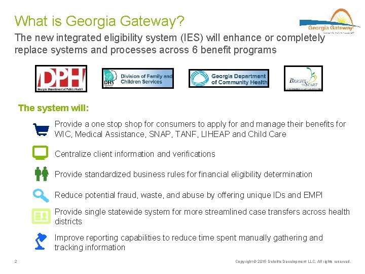 What is Georgia Gateway? The new integrated eligibility system (IES) will enhance or completely