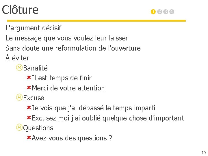 Clôture L'argument décisif Le message que vous voulez leur laisser Sans doute une reformulation