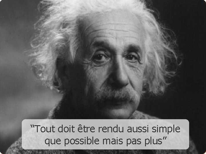 “Tout doit être rendu aussi simple que possible mais pas plus” 