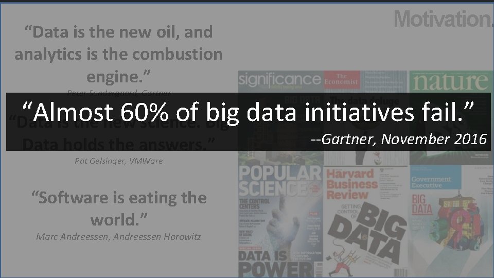 “Data is the new oil, and analytics is the combustion engine. ” Motivation. Peter