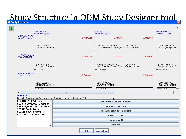 Study Structure in ODM Study Designer tool 