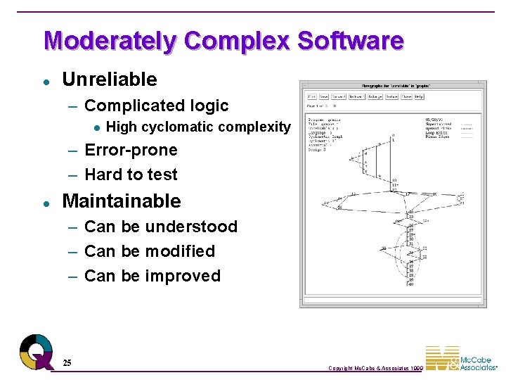 Moderately Complex Software l Unreliable – Complicated logic l High cyclomatic complexity – Error-prone