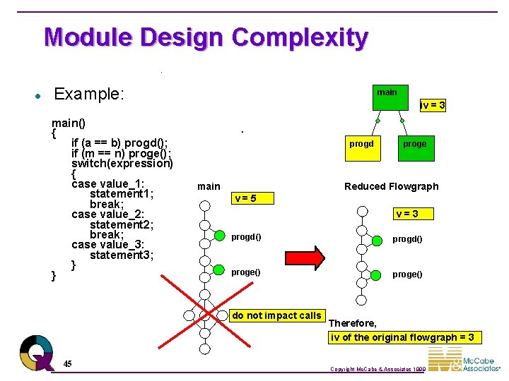 Module Design Complexity l Example: main() { if (a == b) progd(); if (m