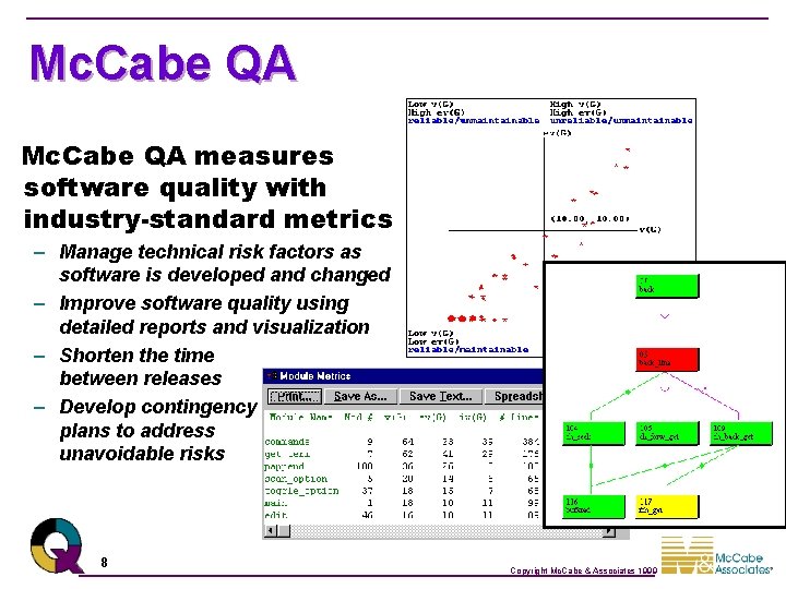 Mc. Cabe QA measures software quality with industry-standard metrics – Manage technical risk factors