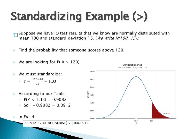 Standardizing Example (>) � 