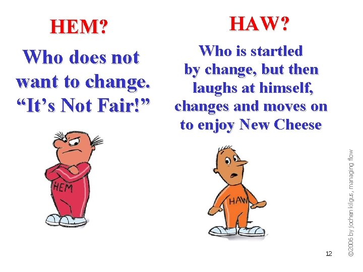 HAW? Who is startled by change, but then laughs at himself, changes and moves