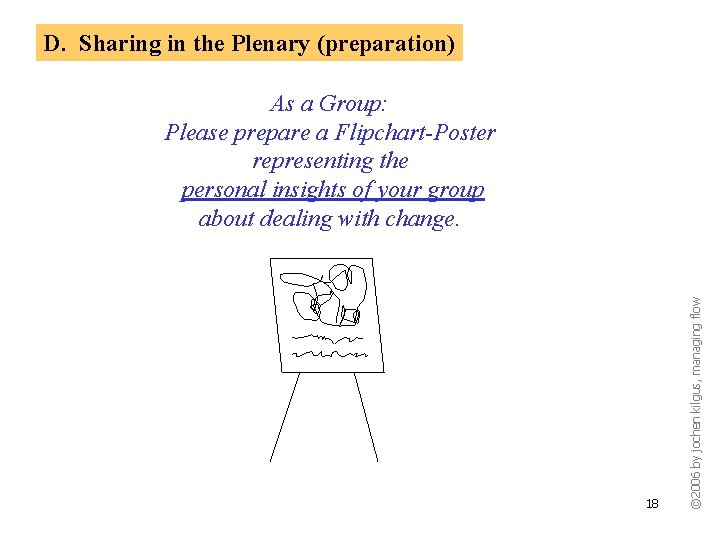 D. Sharing in the Plenary (preparation) 18 © 2006 by jochen kilgus, managing flow